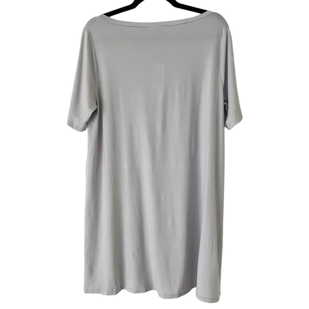 NWT Eileen Fisher Sky Blue Short Sleeve Boat Neck Tencel Tunic Top Size Medium - Picture 2 of 6